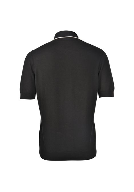 Camicia Gran sasso uomo 5913518041 Nera maniche corte cotone organico bottoni righe Gran sasso | Polo | 5913518041099